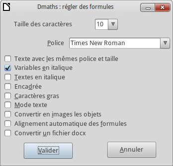 Modifications de formules